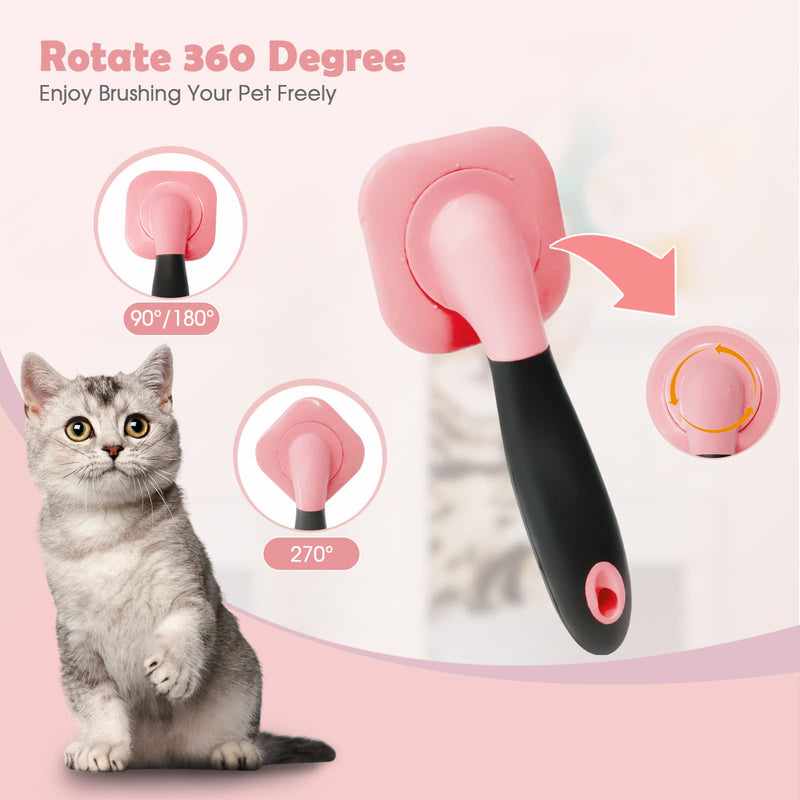 Slicker Brush, PETPAWJOY Dog Brush Gently Cleaning Pin Brush for Shedding Dog Hair Brush for Small Dogs Puppy Yorkie Poodle Rabbits Cats-Pink - PawsPlanet Australia