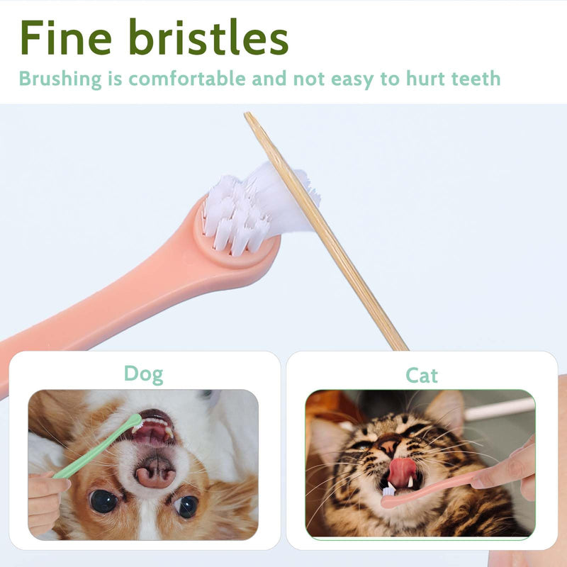 2 Pack Dog Toothbrush Pet Toothbrush Cat Tooth Brush Puppy Toothbrush Mini Head Soft Dog Tooth Brush Deep Clean Kit, Portable Travel Friendly and Easy to Use for Puppy, Kitten, Small Dog & Cat Green + Pink - PawsPlanet Australia