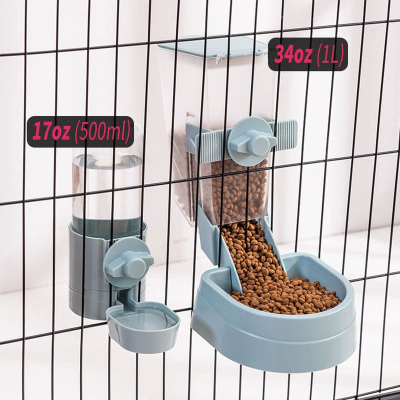 17oz No Leak Rabbit Waterer Feeder, No Drip Water Feeder Water Bowl for Guinea Pig Hamster Chinchilla Ferret Small Animal Blue