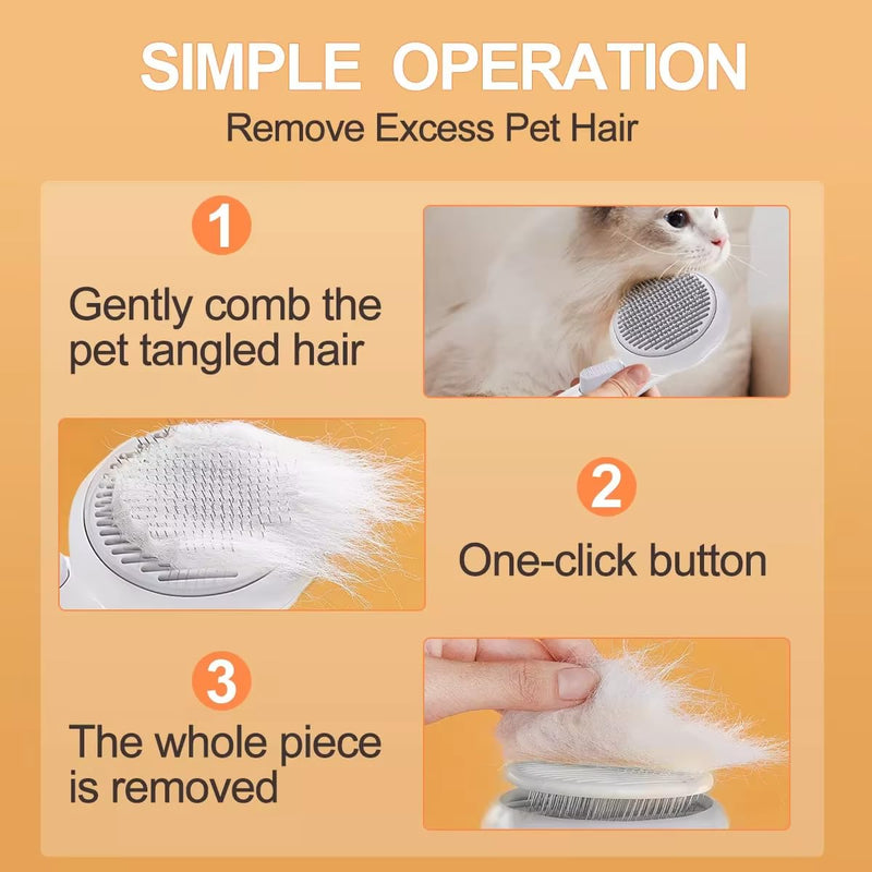 Cat Brush Dog Brush, Designed To Remove Loose Fur, Tangles, Mats With Convenient Release Button Feature, Easly Removal Of Trapped Hair From Brush, Indoor Cats Dog Hair Grooming Tool, White - PawsPlanet Australia
