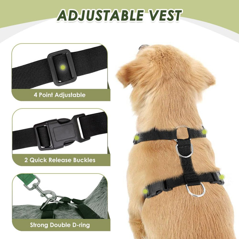 Lukovee Dog Seat Belt for Car, Adjustable Dog Car Harness for Large Medium Small Dogs, Soft Padded & Breathable Mesh Dog Seatbelt with Car Strap and Carabiner (Green,L) ·Green - PawsPlanet Australia