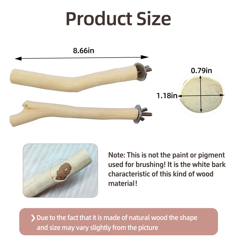 Hamiledyi 4Pcs Natural Wooden Bird Branch Wood Perch Stand Parrot Stand Stick Paw Grinding Cage Accessories for Parrots Parakeets Cockatiels Conures Lovebirds.(8x1in) 4PCS jujube wood - PawsPlanet Australia