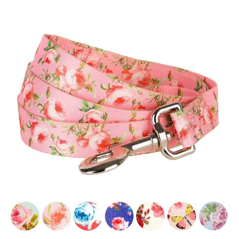 Blueberry Pet 9 Patterns Durable Spring Scent Inspired Floral Rose Baby Pink Dog Leash 5 ft x 3/8" for Puppy, X-Small, Leashes for Dogs - PawsPlanet Australia