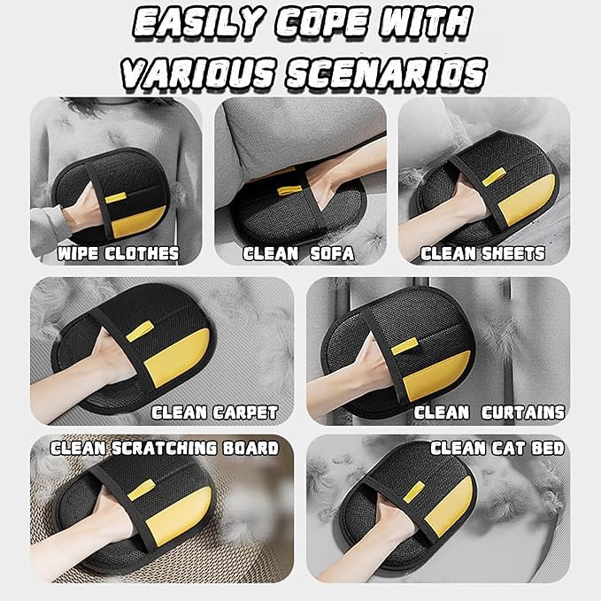 (5PCS) Pet Hair Removal Glove for Dogs & Cats, Newly Upgraded Reusable Electrostatic Pet Hair Gloves, Pet Hair Remover Tool for Clothing, Couch, Carpet, Car Seat 5 - PawsPlanet Australia