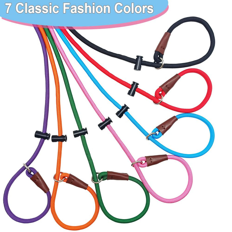 Double Handle Slip Lead 8FT Dog Leash, 1/4" Nylon Rope Training Lead, Traffic Handle No-Pull Control Leash for Small Medium Pet Puppies Walking（8FT*1/4", Black） 8FT * 1/4" - PawsPlanet Australia