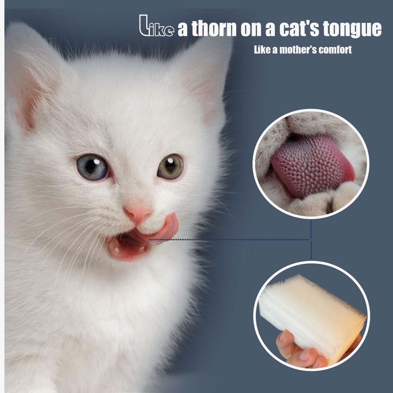2PC Soft Cat Brush for Grooming - Gentle Cat Tongue Brush with 1300+ Barbed Serrations, Brushes for Sensitive Cats - Lightweight, gentle, Perfect for Daily Grooming & Enhancing Bonding white - PawsPlanet Australia