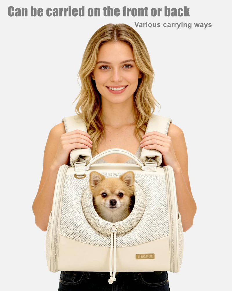 Pet Dog & Cat Chest Carrier Backpack,Adjustable Ventilated Carrier for Small Dogs Cats,Front Facing Puppy Carrier Backpack,Lightweight Doggy Backpack for Travel Hiking Outdoor (Beige) Beige - PawsPlanet Australia