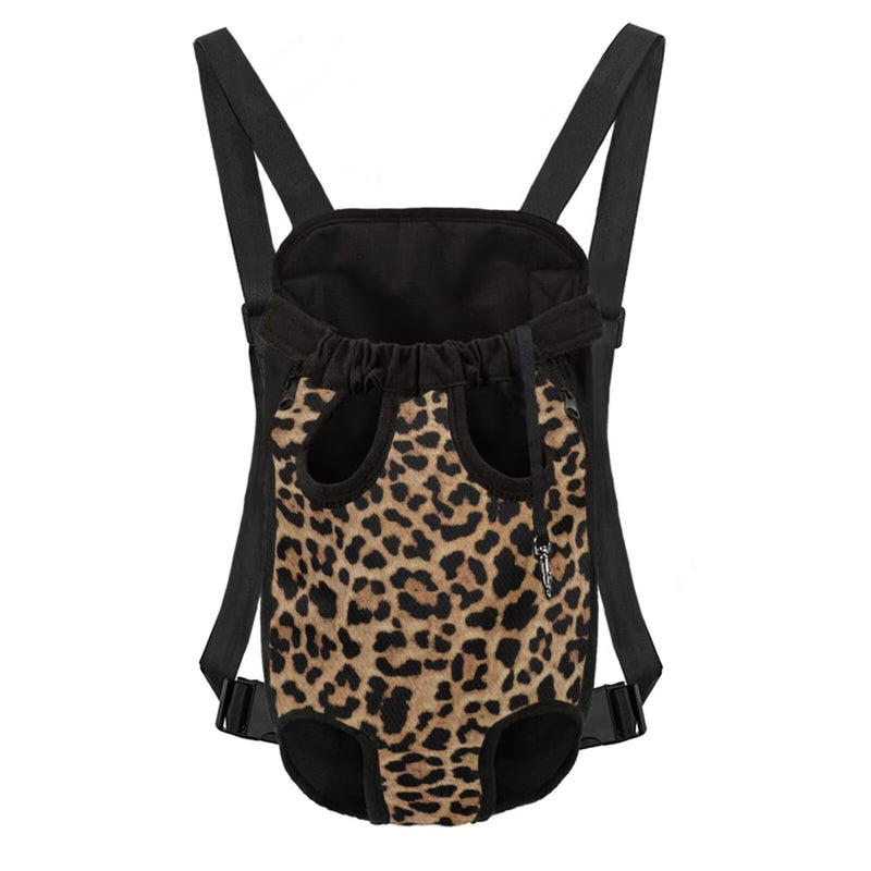 Leopard Print Pet Carrier Backpack for Small Medium Dogs Cats Fashion Adjustable Pet Front Backpack Breathable Legs Out Travel Bag for Hiking Camping, XL X-Large Leopard Print - PawsPlanet Australia