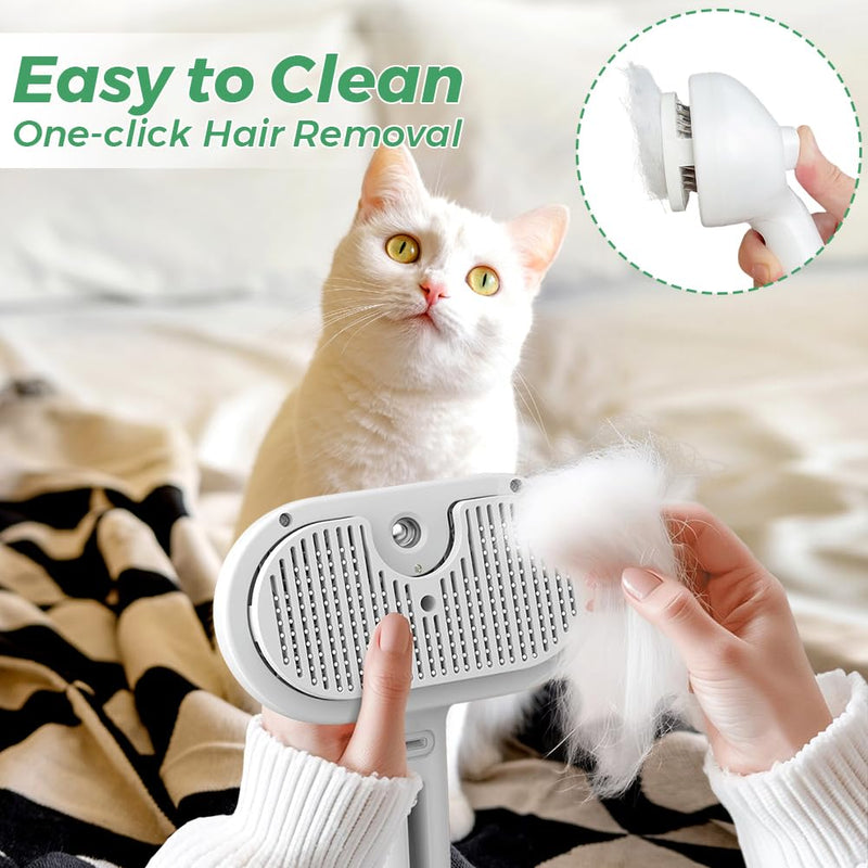 Cat Steam Brush, Cat Brushes for Indoor Cats, Pet Spray Hair Removal Comb Rechargeable Steam Brush with Release Spay Comb for Long Short Haired Massage Shedding Grooming Steaming Dog Kitten
