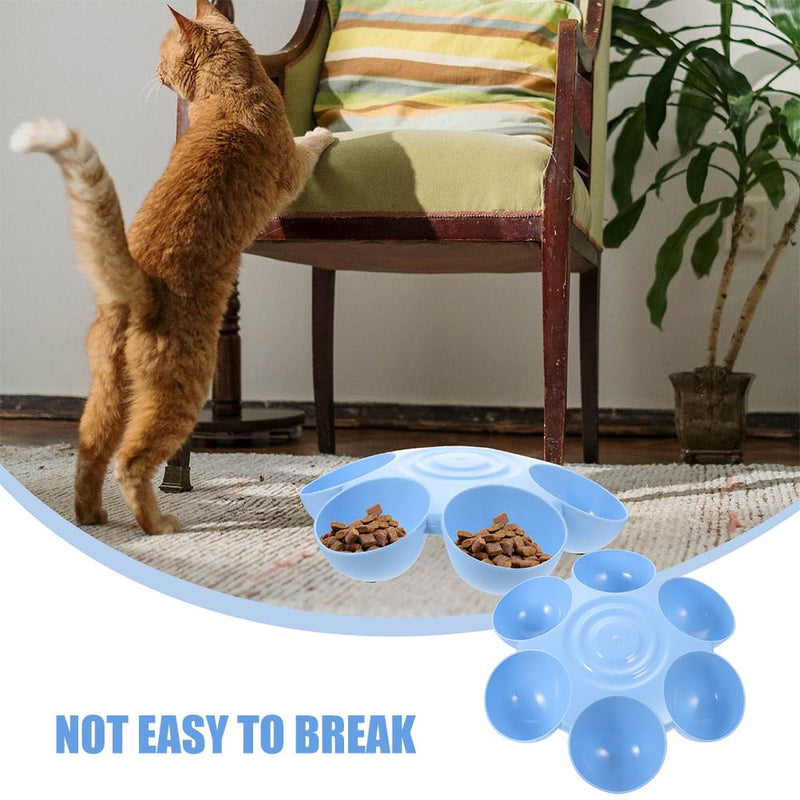 POPETPOP 2pcs Cat Food Water Bowls Plastic Dog Cat Feeder Bowls Multi- Feeder 6-Meal Kitten Food Dishes Petals Shaped Dog Bowl Blue - PawsPlanet Australia
