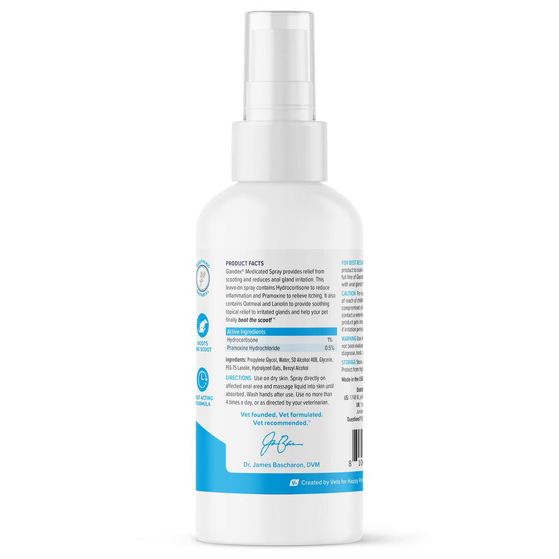 Vetnique Labs Glandex Medicated Dog Anal Gland Spray - Pain Relieving & Anti-Itch Formula to Soothe Inflamed Anal Glands in Dogs & Cats - Fast Acting Clinical Formula - Boot The Scoot (4oz) - PawsPlanet Australia