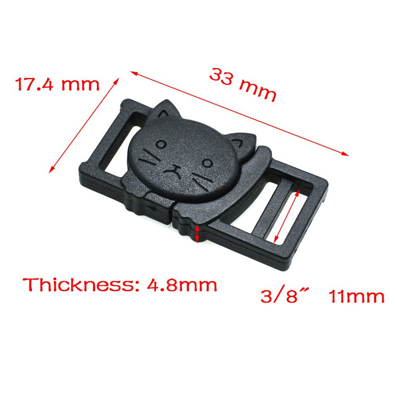 25pcs 3/8" Safty Breakaway Buckles for Cat Collar Black - PawsPlanet Australia