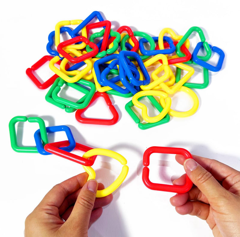 40Pcs Plastic Clip Hooks Chain Links Toy, Random Shape & Color Link Children's Learning Toy, Sugar Glider for Parakeets Pet Rat Parrot Bird Toy Cage Swing Climbing Cage Toys - PawsPlanet Australia