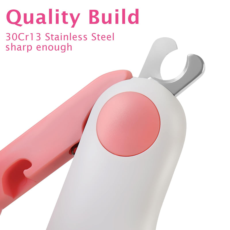 Small Animals Nail Clippers with LED Lights to Avoid Excessive Cutting and Razor Sharp Blades - Professional Claw Trimmer for Tiny Dog Cat Kitten Bunny Rabbit Bird Guinea Pigs Ferret Hamsters (Pink) Pink