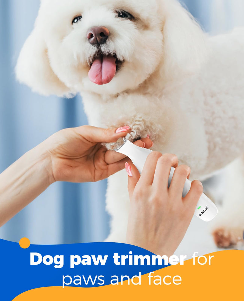 oneisall Paw Trimmer for Small Dogs Quiet, 4 in 1 Small Dog Grooming Kit, 2 Speed Dog Grooming Kit for Small Dogs, Cordless Small Dog Clippers, Quiet Dog Nail Grinder for Small Dogs(White) - PawsPlanet Australia