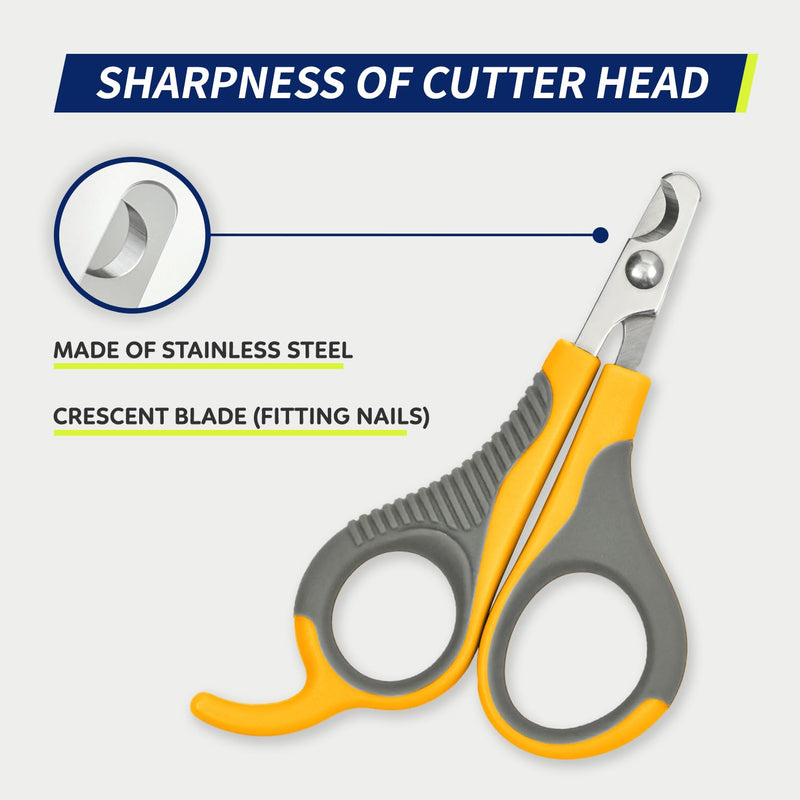 WePet Pet Nail Clippers (No. 07-2), Professional Claw Trimmer, Scissor for Cats, Puppies, Kittens, Hamsters, Rabbits and Small Animals, Sharp, Safe, Small, Grey/Yellow #01 Grey/Yellow - PawsPlanet Australia