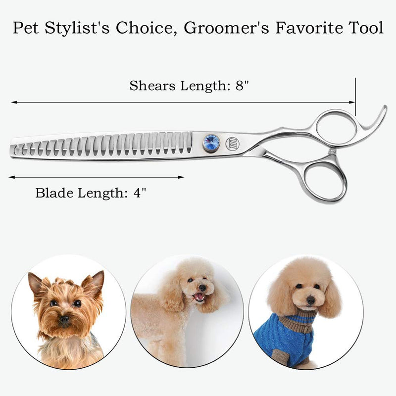 Professional Dog Grooming Curved Straight Thinning/Blending/Chunking Scissors Kit JP-440C Stainless Steel Pet Cat Hair Cutting/Trimming Shears Silver (8" (23-Tooth)) 8" (23-Tooth) - PawsPlanet Australia