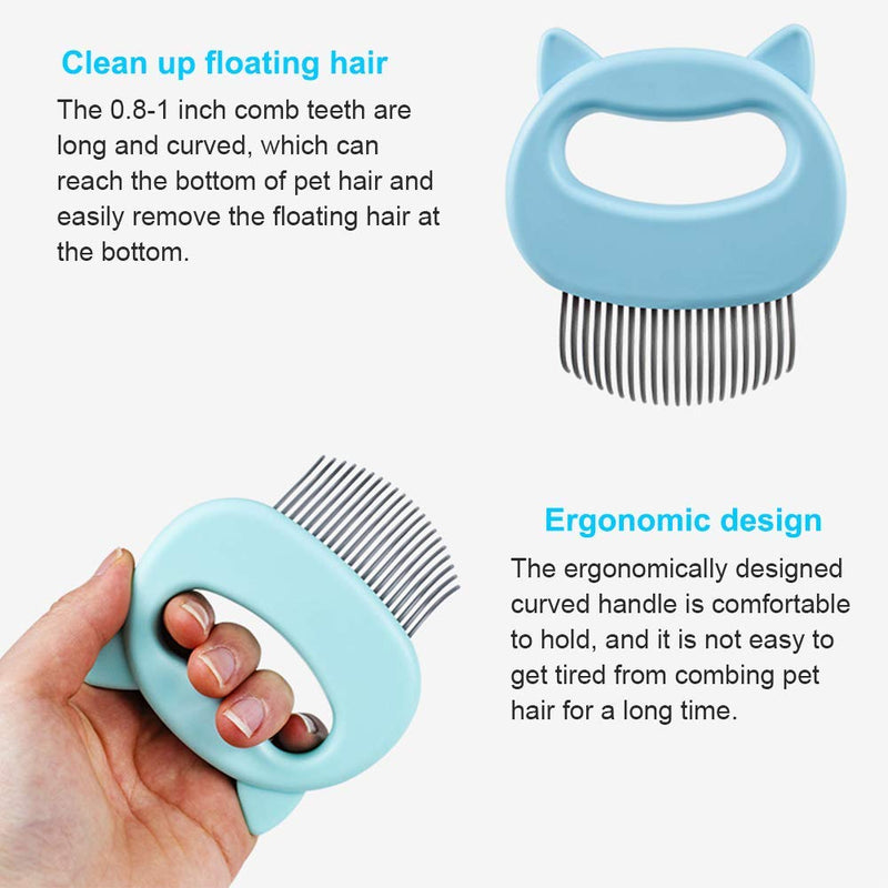 2 Pcs Cat Combs, Soft Fine Teeth Cat Hair Comb Pet Massage Comb, Short Long Hair Removal Massage Cat Shell Comb, Dog Cat Deshedding Brush Grooming Comb for Shedding Matted Fur, Knots & Tangles (blue) blue - PawsPlanet Australia