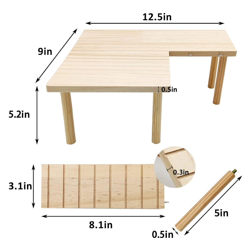 BNOSDM Wooden Hamster Platform with Legs Small Animal Standing Platform Exercise Toy Cage Accessories for Syrian Dwarf Hamsters Guinea Pigs Gerbils Degus Chinchillas Mice Bird Ladder on the side - PawsPlanet Australia