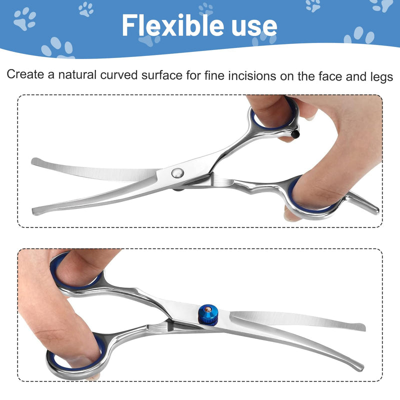 Curved Dog Grooming Scissors with Safety Round Tips, Light Weight Professional Pet Trimming Grooming Shears 4CR Stainless Steel for Nose Hair,Ear Hair,Face Hair,Paw Hair for Dogs and Cat - PawsPlanet Australia