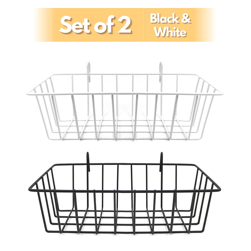 Rabbit Hay Feeder - 2Pcs Metal Rack Hay Holder for Guinea Pig Small Animals Grass Rack for Bunny Chinchilla Cage Reduce Mess 9x4x3 Inch 1 Black & 1 White