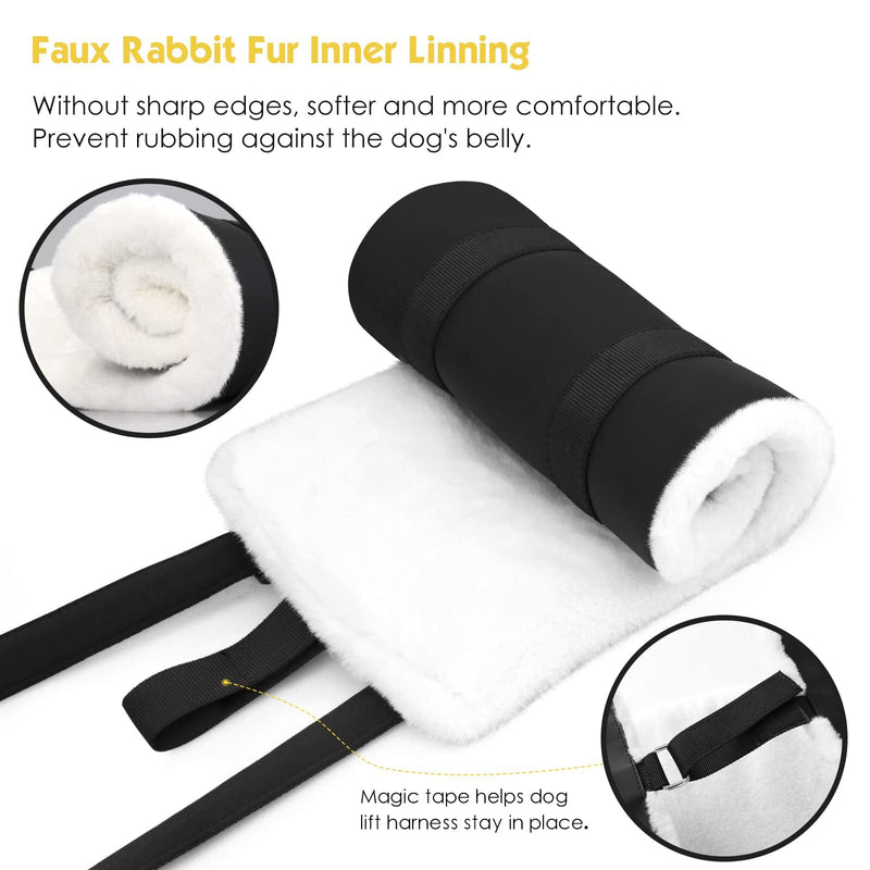 Dog Sling for Back Legs, Dog Lift Harness, Magic Tape Dog Sling for Large Dogs Hind Leg Support, Elderly Dog Lifter, Help Canie Hip Arthritis K9 Cruciate Ligament Rehabilitation (Large) Black - PawsPlanet Australia