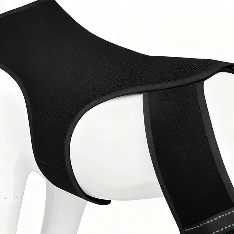Dog Knee Brace | Knee Support for Dogs (Back) | Adjustable Knee Cuff with 4 Metal Stabilizers | For Walks, Hikes, Training, Outdoor Activities, Park and Travel, Black XL
