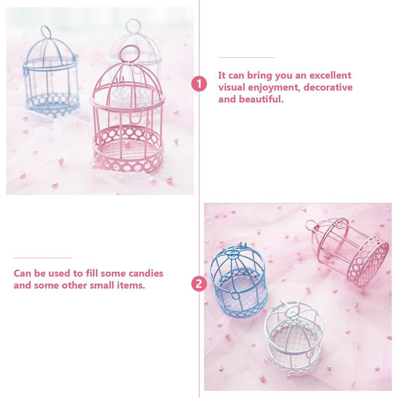 Metal Wall Hanging Bird Cage Mini Desktop Storage Decor Hollow Iron Bird Cage Organizer Home Office Desktop Decor 3pcs Tealight Holder - PawsPlanet Australia