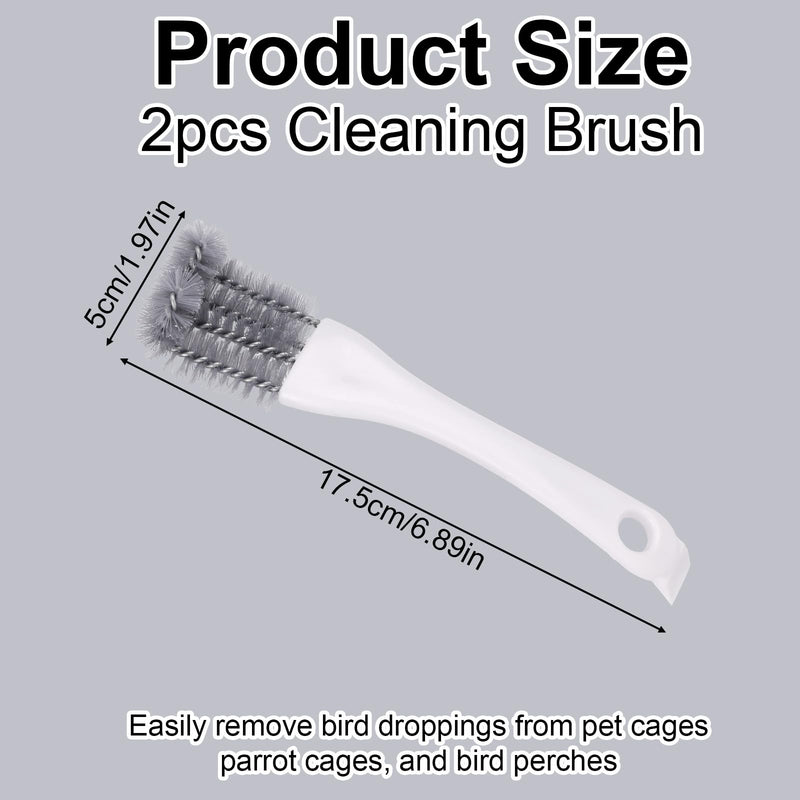 2pcs Bird Cage Cleaner with Long Handle, Bird Cage Brush Droppings Removal Tool for Small Animals Remover Parrot Bath Perches Cleaning Accessories - PawsPlanet Australia