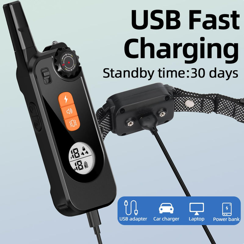 Dog Shock Collar with Remote Control Shock Collar for Dogs, 4 Training Modes Vibration, Beep, Shock, Flashlight IPX7 Waterproof Keypad Lock Rechargeable E-Collar for All Breed - PawsPlanet Australia