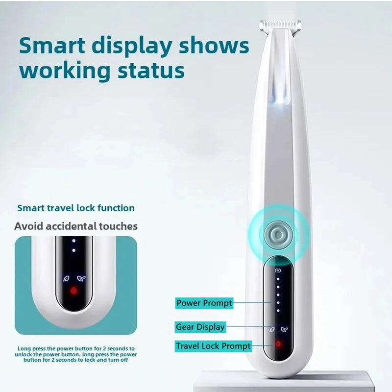 Upgraded Adjustable Speed Pet Trimmer with LED Light, Rechargeable, Waterproof, Low Noise, Portable, Pet Dog and Cat Hair Grooming Trimmer for Trimming Hair Around Pet Paws, Ears, Eyes, and Buttocks