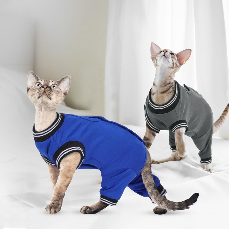 Cat Recovery Suit for Hind Legs, Cat Surgical Spay Suit with Leg Sleeves to Stop Licking, Wound Cover Abdomen Kitten Onesie, E-Collar Alternative, for Spay and Skin Diseases Gray M Grey Medium