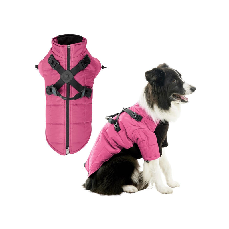 Gooby Alpine Explorer - Raspberry Rose, Small - Waterproof Jacket with Cross Lock Converter for Small Dog and Medium Dog Small (16") - PawsPlanet Australia