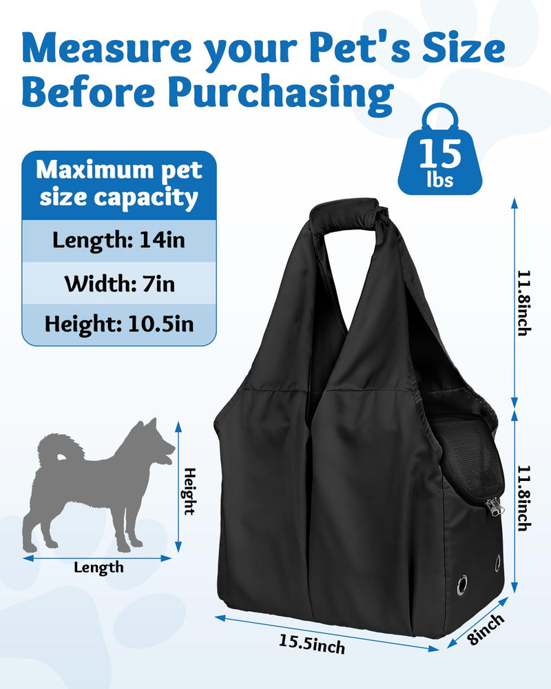 Dog Purse Carrier for Small Dogs and Cats up to 15 lbs, Portable Soft Sided Travel Pet Tote Bag with 4 Large Pockets,Foldable Puppy Bag Carrier for Outings and Travel (Black) Black - PawsPlanet Australia