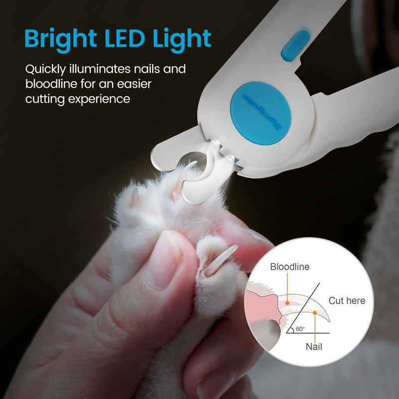 Cat Dog Pet Nail Clippers with Light, Llluminates Cat Dog Nails or Bloodline,Safety Pet Nail Clipper for Dogs, Cats, Rabbits Sharp No Nail Splitting - PawsPlanet Australia
