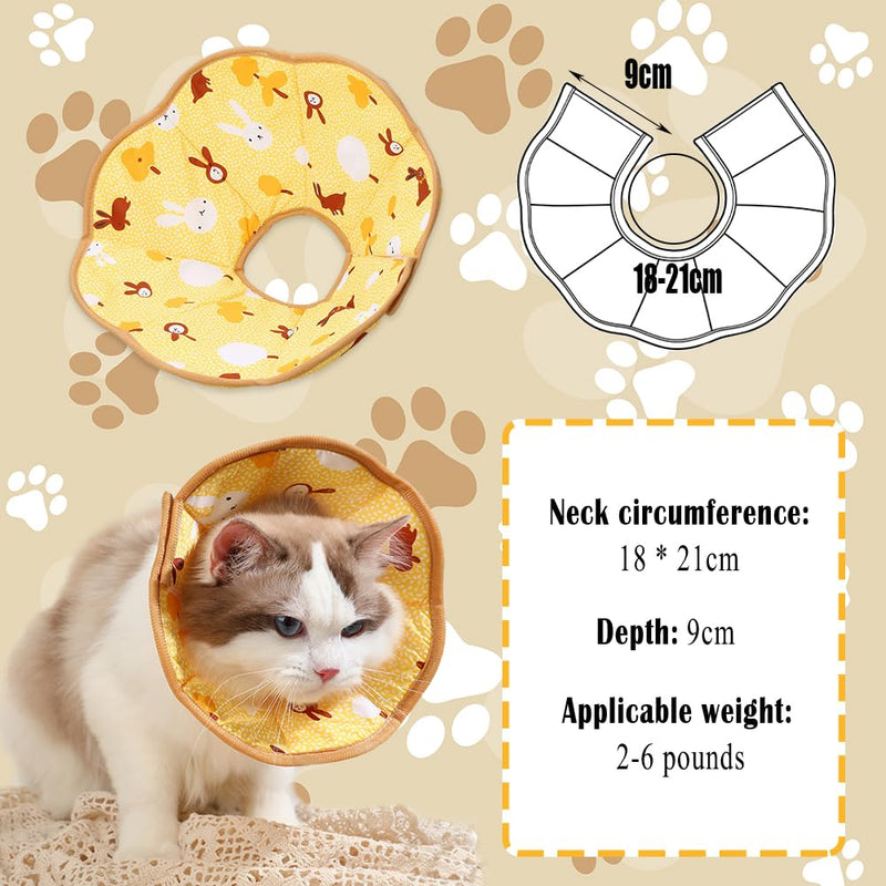 Cute soft cone for cats, easy to clean cat recovery collar, adjustable soft cat cone, cats cones to stop licking, suitable for postoperative care and daily use (18-21cm neck circumference).