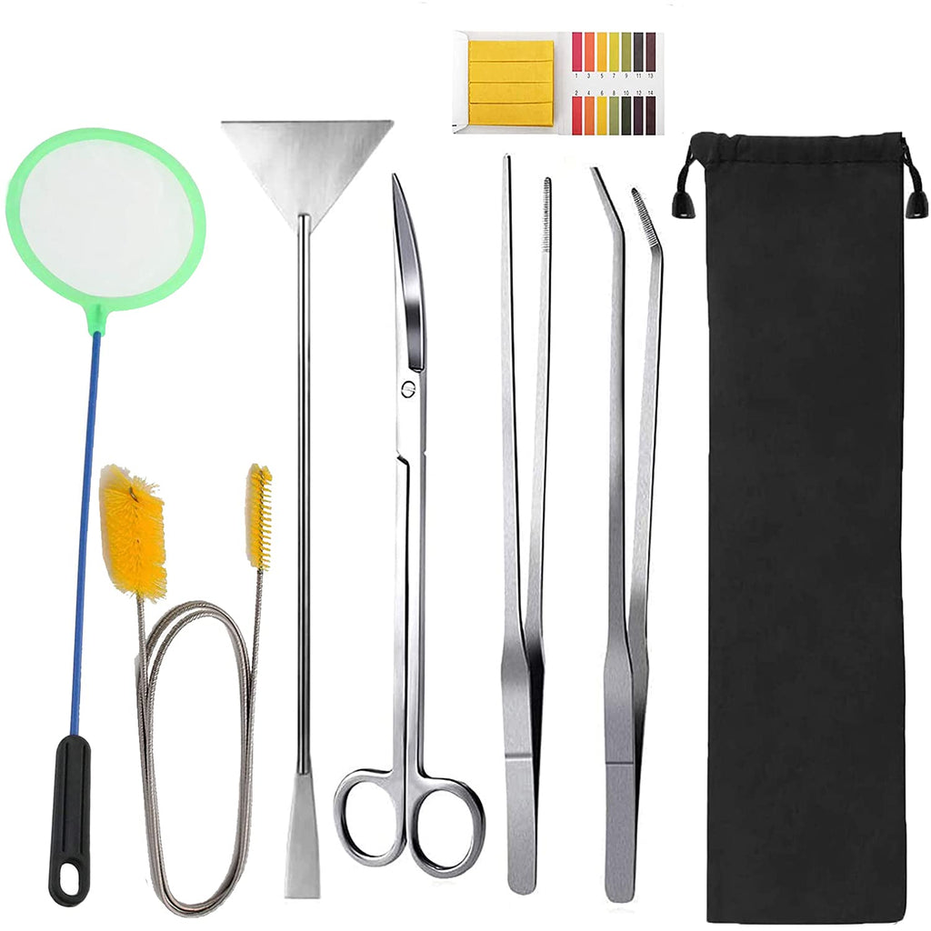 7 in 1 Aquarium Aquascaping Tools Kits,Stainless Steel Aquarium Plant Tools Tweezers Scissors Scrapers for Aquarium Tank Clean Fish Tank Aquascape Tools Sets 7in1 12inch