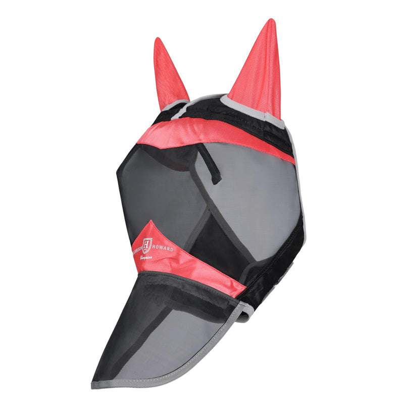 Harrison Howard Horse Fly Mask with Ears & Long Nose Cover, UV Protection, Fine Mesh Fly Mask for Horses, Large Eye Space & Soft Fleece Edging for Turnout & Grazing Orange/Black M