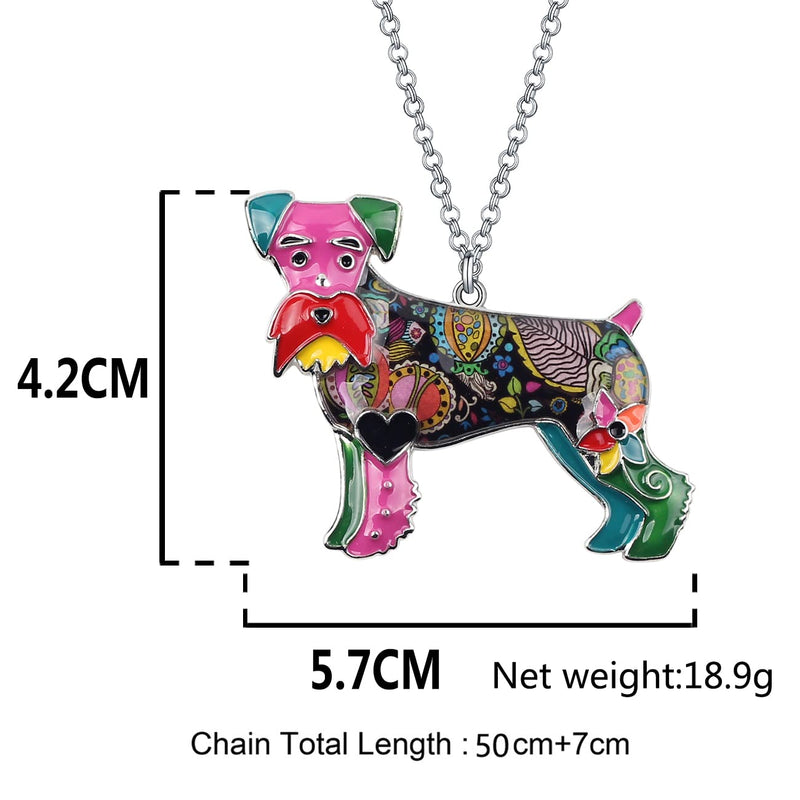BONSNY Signature DOG collection Love Pets“SILVER”Statement SCHNAUZER Necklace Dog Animal Pendant Multicolor - PawsPlanet Australia