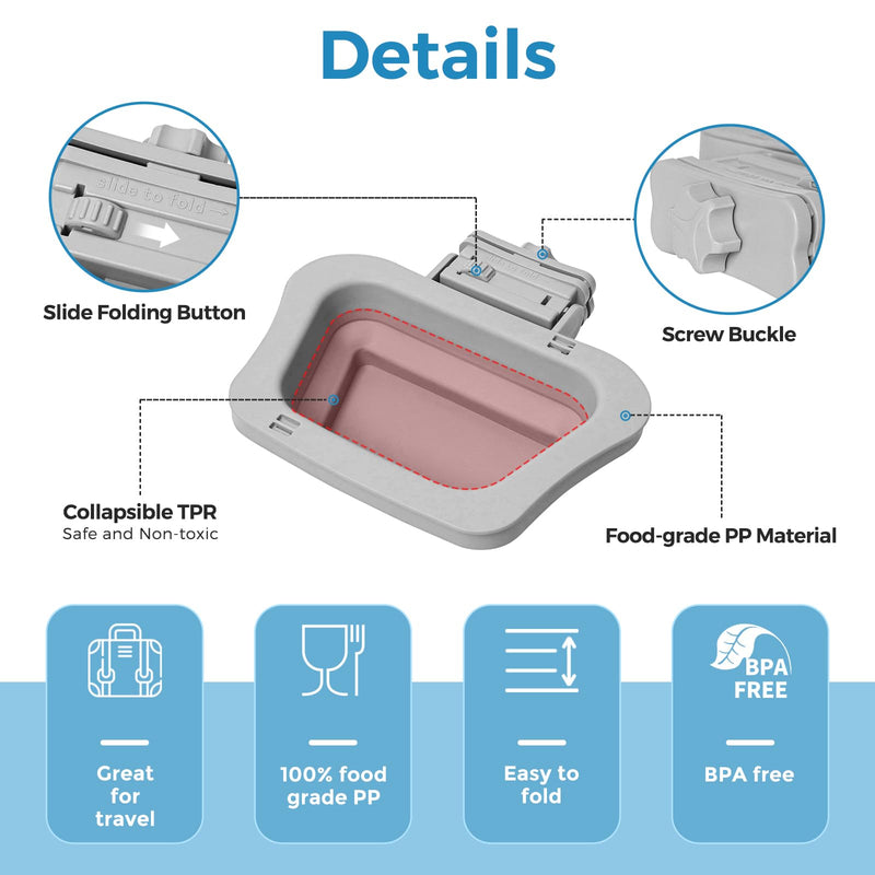 Collapsible Dog Bowls for Crate Dog Kennel Bowls for Travel Foldable Dog Water and Food Bowls for Pet Carrier, Suitable for Small Medium Dogs and Cats, Removable, BPA Free, Grey - PawsPlanet Australia