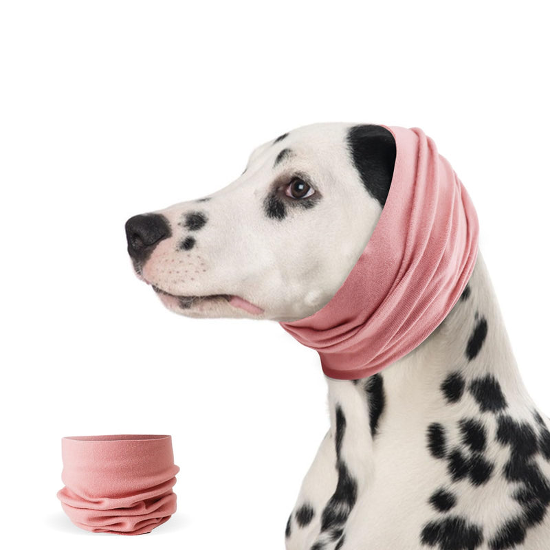 Dog Ear Muffs, Soft Warm Dog Ear Defenders, Elastic Dog Snood Ear Protector for Anxiety Relief, Noise Protection, Grooming, Shower, Puppy and Cats Dog Ear Protector (Pink, S) Pink