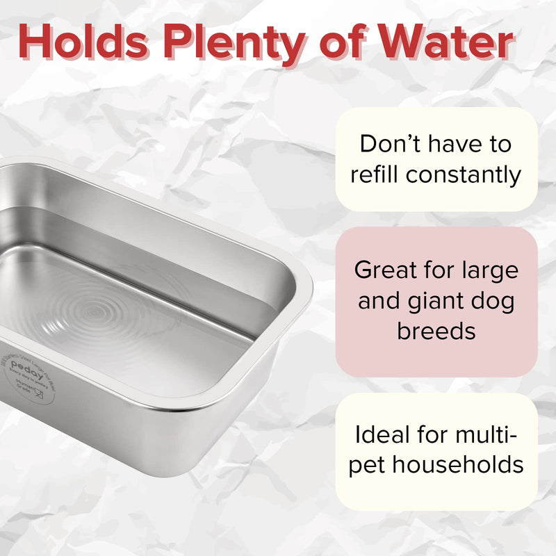 1.2 Gallon Large Dog Water Bowl, Human Grade Stainless Steel, for Large & Extra Large Sized Dogs - Silver Classic 1.2 gallon - PawsPlanet Australia