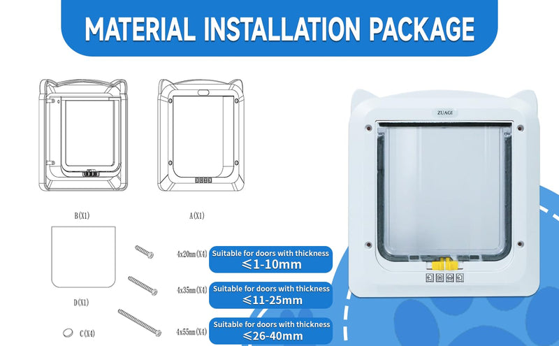 4 Way Locking Weatherproof Pet Gate - Cat & Dog Door for Sliding Glass Door (12.7''x11'', Inter Size 8.7''x7.9'') - PawsPlanet Australia