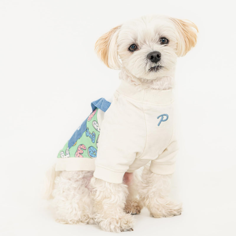 Puppia Maisy Dog Shirt Round NeckTrendy Fashionable Cute Dog Apparel for Small and Medium Dogs, Ivory, Small Ivory_Maisy - PawsPlanet Australia
