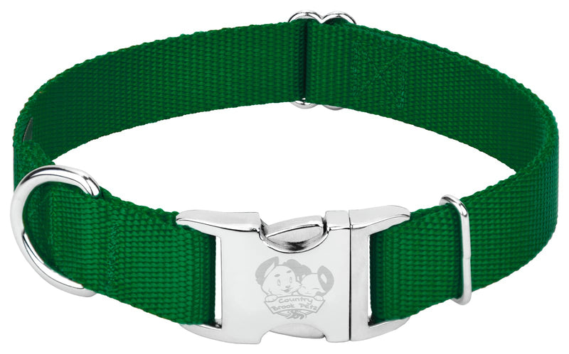 Country Brook Petz Premium Nylon Dog Collar with Metal Buckle for Small Medium Large Breeds - Vibrant 30+ Color Selection (Medium, 3/4 Inch, Christmas Green) Medium (Pack of 1) - PawsPlanet Australia