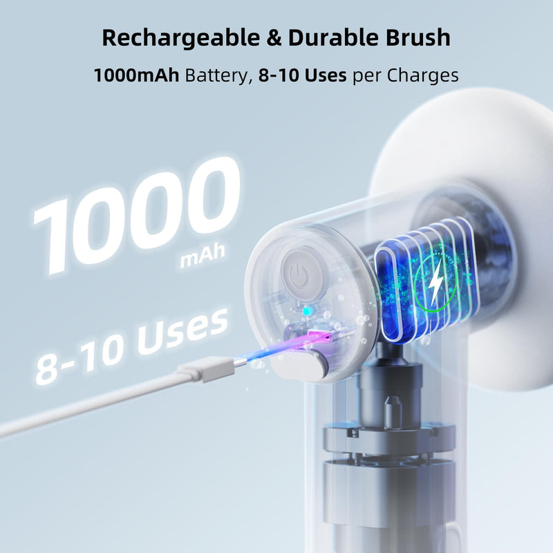 uahpet Automatic Foaming Pet Brush, Rechargeable & IPX7 Waterproof Dog Scrubber with Soft Silicone, One-Button Deep Cleaning Dog Bath Brush for Short and Long Haired Pet - PawsPlanet Australia