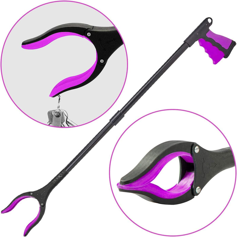 Grabber Reacher Tool - 2 Pack - Latest Version Long 32 Inch Foldable Pick Up Stick - Strong Grip Magnetic Tip Lightweight Trash Picker Claw Reacher Grabber Tool Elderly Reaching - by Luxet (Pink) Pink - PawsPlanet Australia