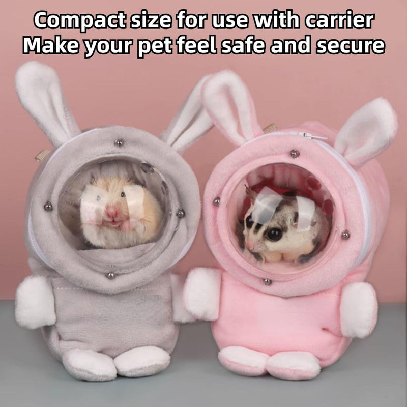Sugar Glider Bonding Pouch Bonding Pouch Carry for Rat Syrian Hamster Hedgehog Small Pocket Pets, Gerbil Travel Bag Cute Bunny-Shaped Outing Bag with Large Transparent Window (Pink,Small) Pink - PawsPlanet Australia