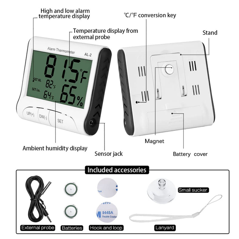 LXSZRPH Reptile Thermometer Hygrometer with High Low Temperature Alarm Digital Aquarium Thermometer with Hook and Loop Temperature Humidity Meter Gauge for Terrariums, Vivariums, Reptile Tanks (1) 1 - PawsPlanet Australia