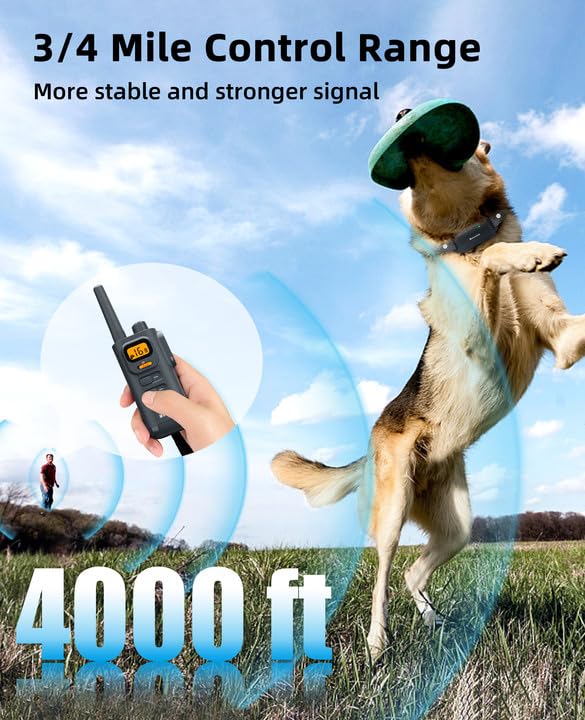 Bousnic Dog Shock Collar with Remote - [New Edition] 4000FT Dog Training Collar for Large Medium Small Dogs (8-120lbs) Waterproof Rechargeable E Collar with Beep, Vibration, Safe Shock (Grey) Grey
